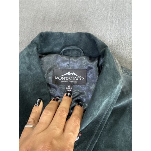 MONTANACO WOMEN'S Military GENUINE LEATHER (SUEDE) DARK GREEN JACKET SIZE XL - Picture 7 of 9